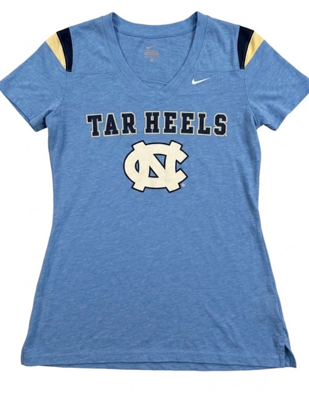 Nike Medium Sport UNC at Chapel Hill College Apparel Tee Tar Heels V‑Neck Womens